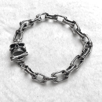 Skull Punk Skeleton Gothic Biker Chain Bracelet