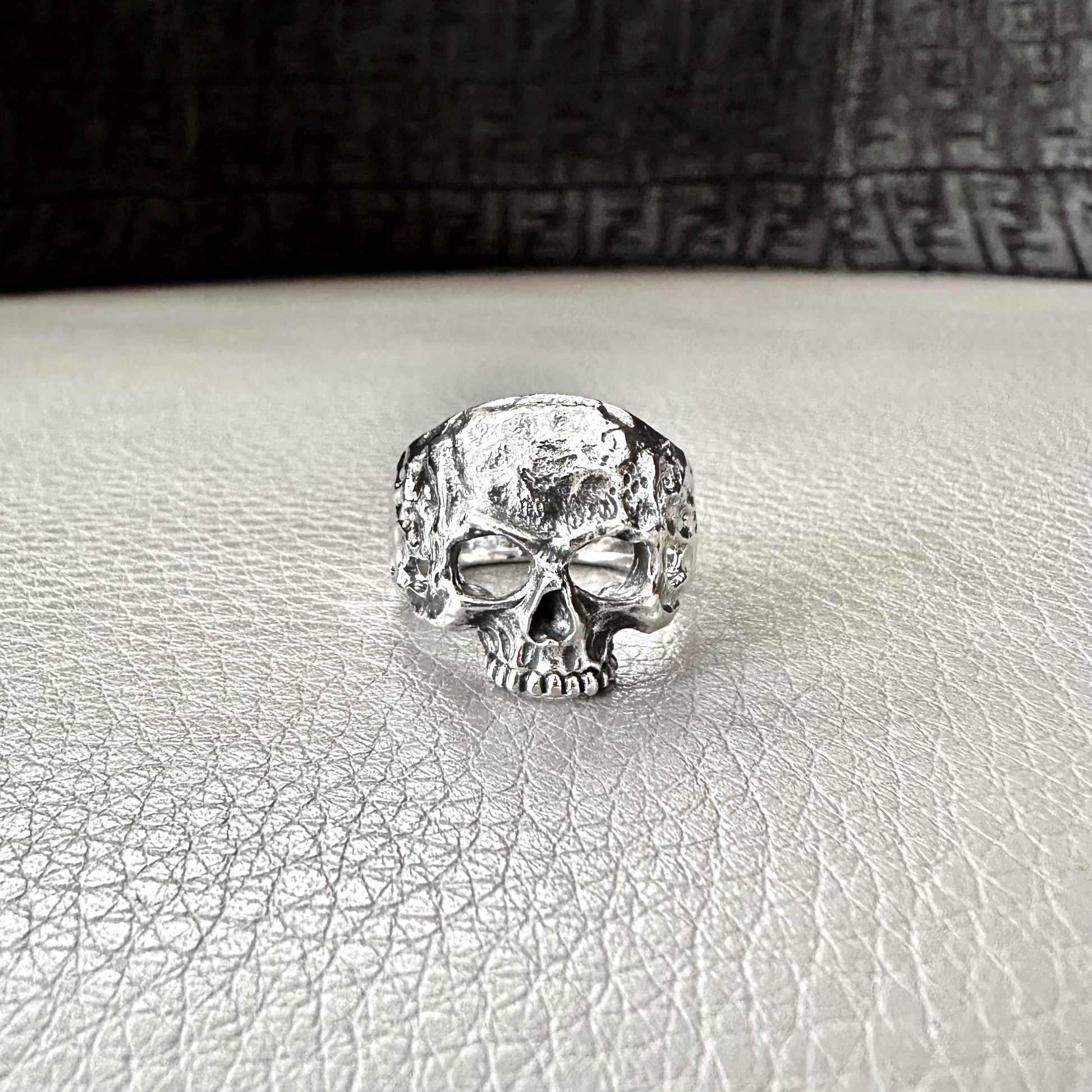 Handcrafted 925 Sterling Silver Skull Ring Gothic Pirate Punk Skull Biker Skeleton Ring Silver Jewelry Fashion Accessories Gift by VINTZ
