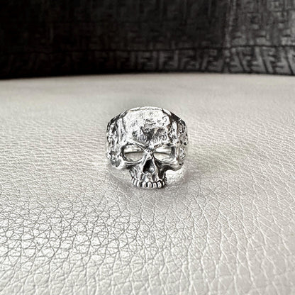 Handcrafted 925 Sterling Silver Skull Ring Gothic Pirate Punk Skull Biker Skeleton Ring Silver Jewelry Fashion Accessories Gift by VINTZ