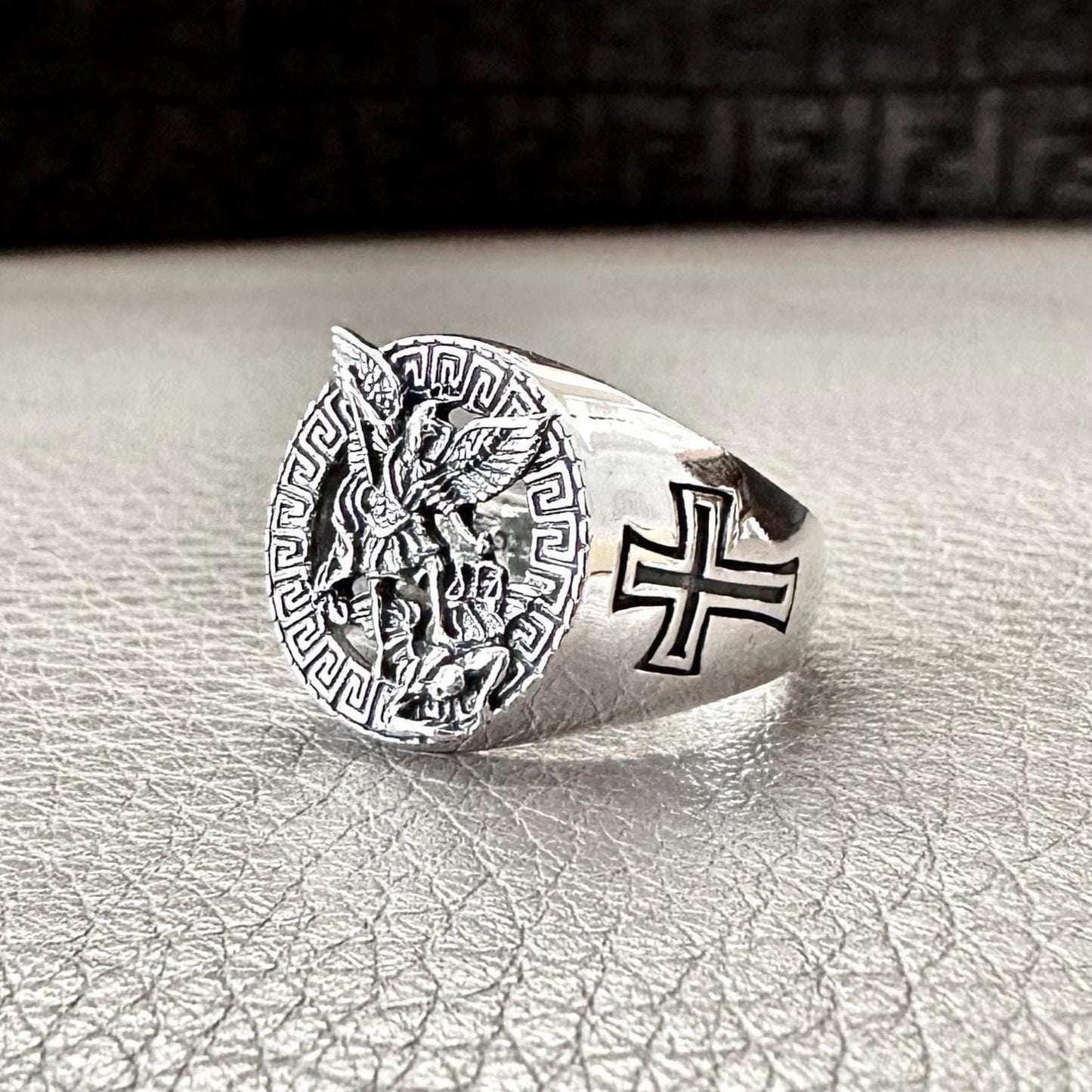 Handcrafted 925 Sterling Silver Saint Archangel Michael Ring Apostle of Jesus Christ Patron Saint Amulet Ring Silver Accessories by VINTZ