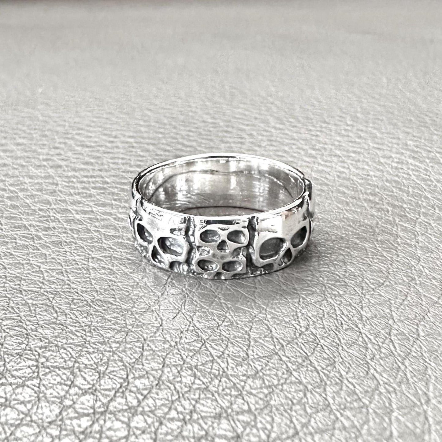Handcrafted 925 Sterling Silver Skull Ring Punk Gothic Pirate Skull Biker Skeleton Ring Silver Fashion Jewelry Accessories Gift by VINTZ