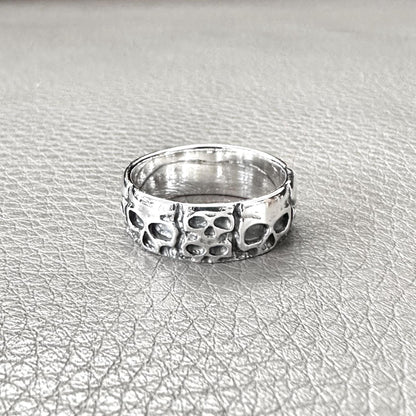 Handcrafted 925 Sterling Silver Skull Ring Punk Gothic Pirate Skull Biker Skeleton Ring Silver Fashion Jewelry Accessories Gift by VINTZ