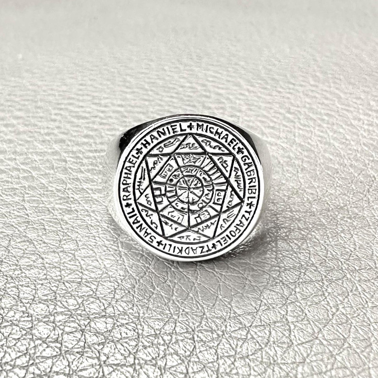 Handcrafted 925 Sterling Silver Key of Solomon Ring Hebrew Jewish Magen Judaism Seal Star Ring Silver Jewelry Accessories Gift by VINTZ