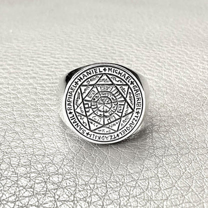 Handcrafted 925 Sterling Silver Key of Solomon Ring Hebrew Jewish Magen Judaism Seal Star Ring Silver Jewelry Accessories Gift by VINTZ