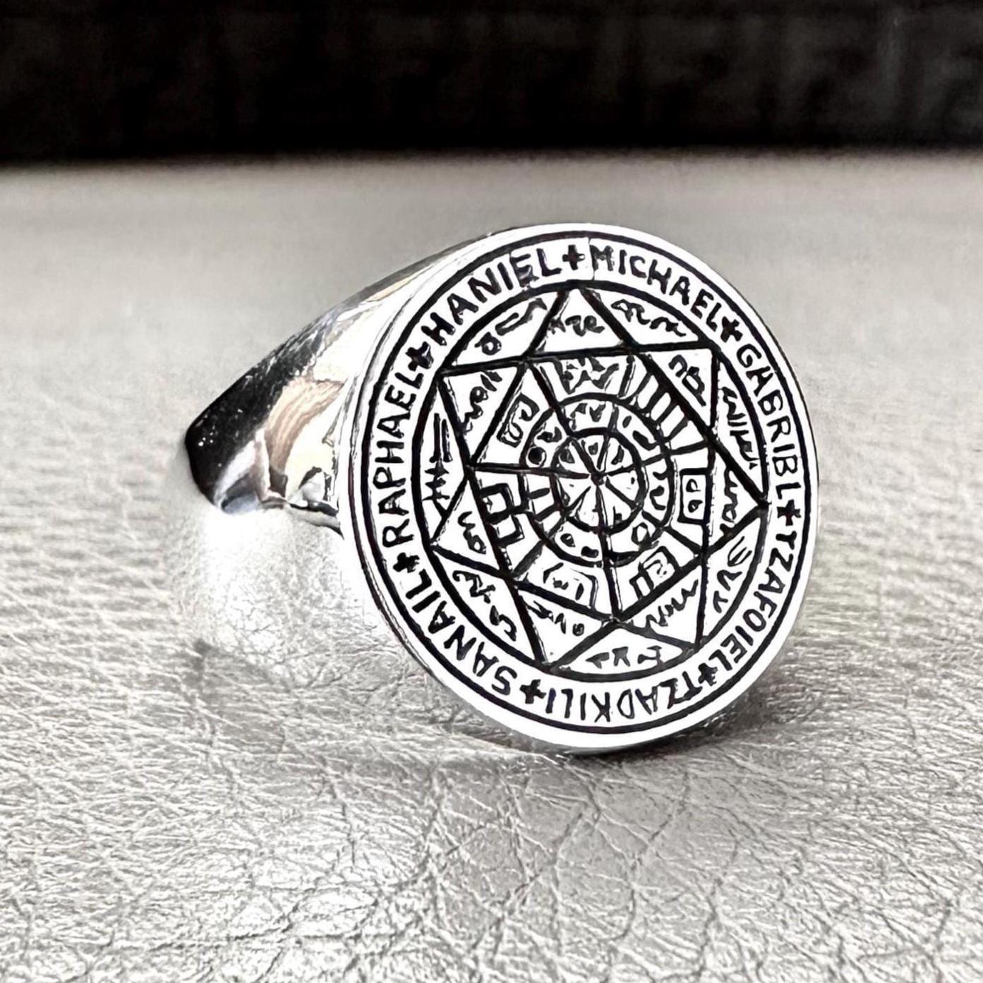 Handcrafted 925 Sterling Silver Key of Solomon Ring Hebrew Jewish Magen Judaism Seal Star Ring Silver Jewelry Accessories Gift by VINTZ