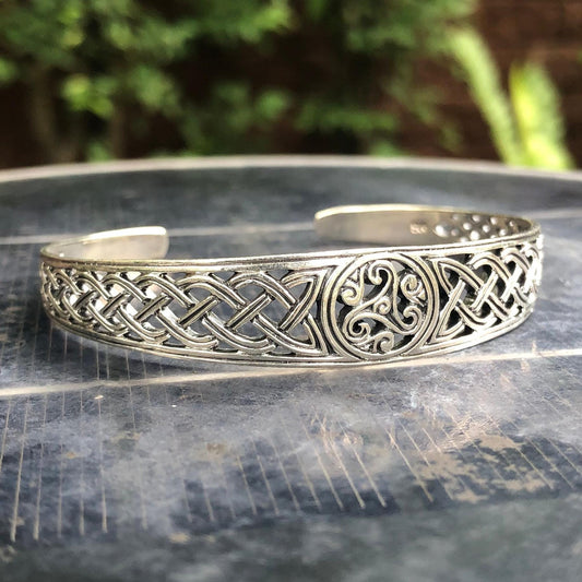 Triskelion Celtic Knot Viking Triskele Cuff Bracelet