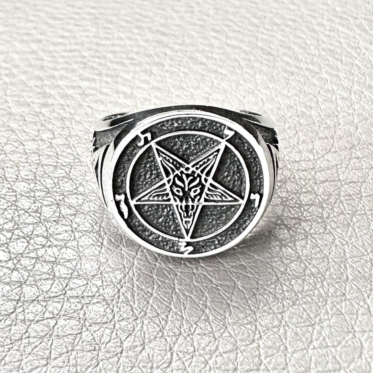 Baphomet Sigil Goat Head Gothic Lucifer Ring