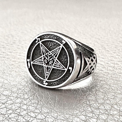 Baphomet Sigil Goat Head Gothic Lucifer Ring