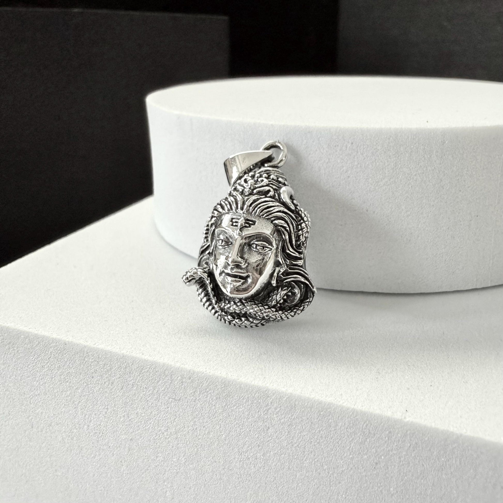 Handcrafted 925 Sterling Silver Shiva Pendant Hinduism God Trimurti Mahadeva Hindi Deity Pendant/Necklace Silver Accessories Gift by VINTZ