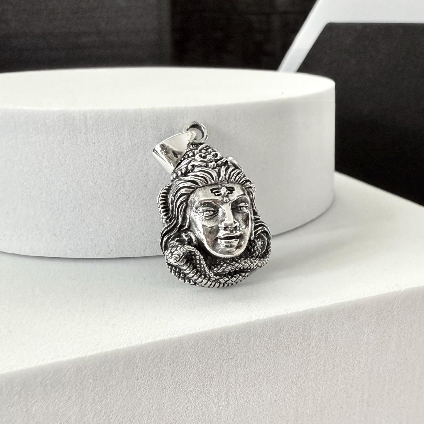 Handcrafted 925 Sterling Silver Shiva Pendant Hinduism God Trimurti Mahadeva Hindi Deity Pendant/Necklace Silver Accessories Gift by VINTZ