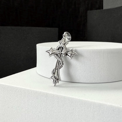 Handcrafted 925 Sterling Silver Cross Pendant Christian God Jesus Christ Crucifix Snake Pendant/Necklace Jewelry Accessories Gift by VINTZ