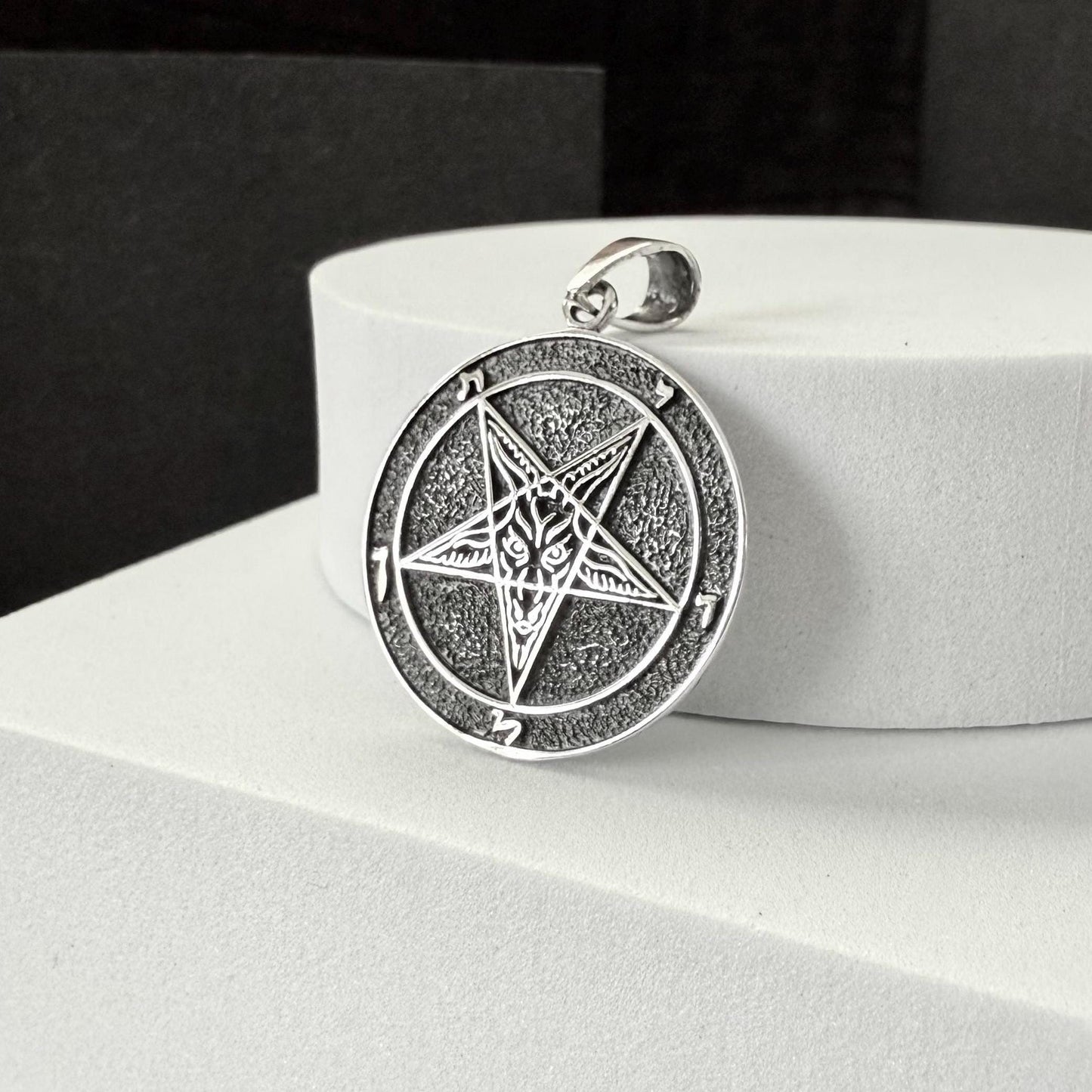 Handcrafted 925 Sterling Silver Baphomet Sigil Pendant Goat Head Pentagram Gothic Pendant/Necklace Silver Jewelry Accessories Gift by VINTZ
