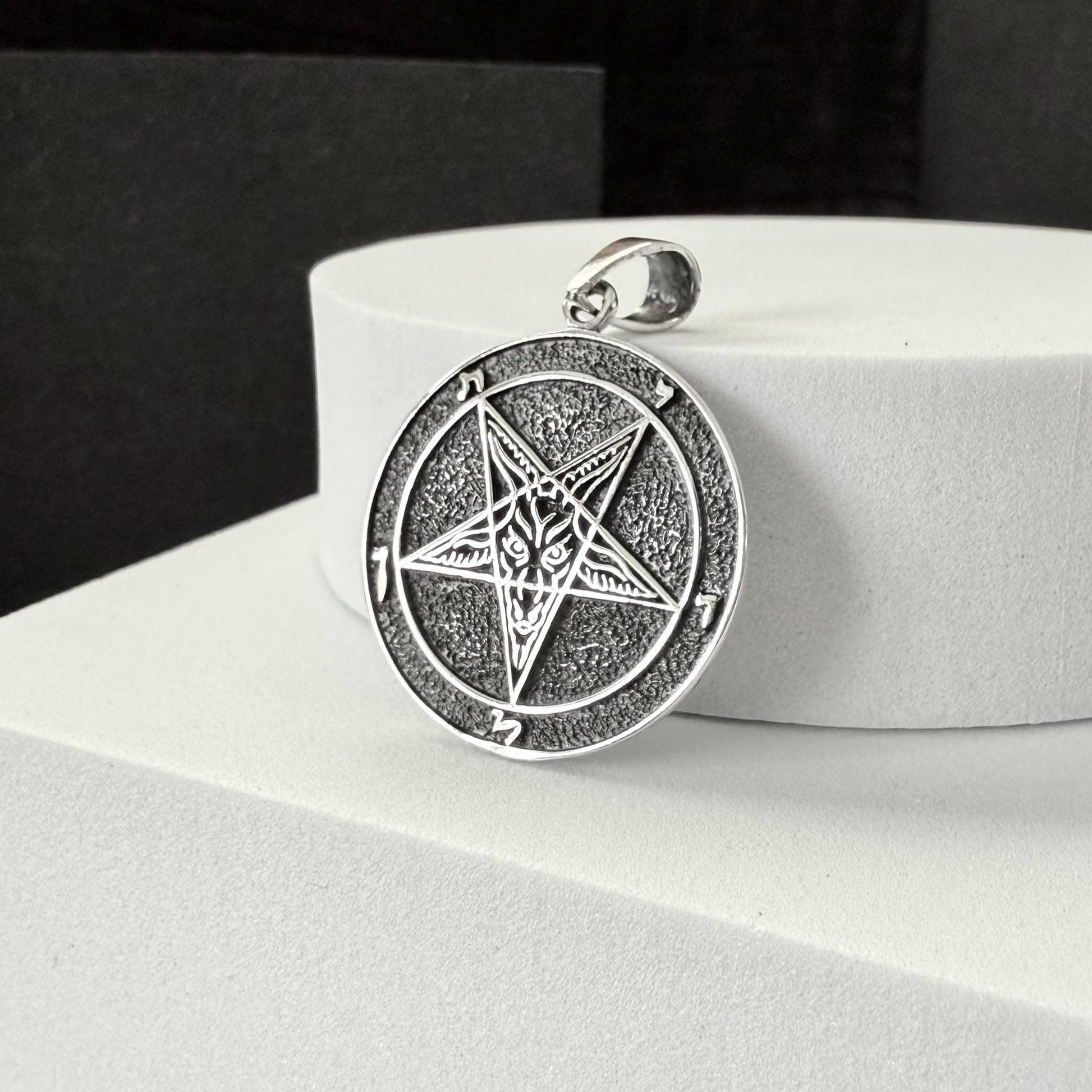 Handcrafted 925 Sterling Silver Baphomet Sigil Pendant Goat Head Pentagram Gothic Pendant/Necklace Silver Jewelry Accessories Gift by VINTZ
