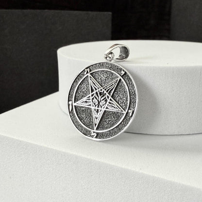 Handcrafted 925 Sterling Silver Baphomet Sigil Pendant Goat Head Pentagram Gothic Pendant/Necklace Silver Jewelry Accessories Gift by VINTZ