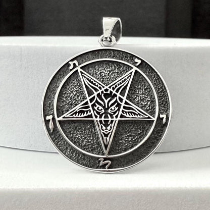 Handcrafted 925 Sterling Silver Baphomet Sigil Pendant Goat Head Pentagram Gothic Pendant/Necklace Silver Jewelry Accessories Gift by VINTZ