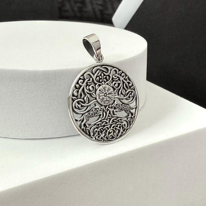 Handcrafted 925 Sterling Silver Tree of Life Pendant Viking Yggdrasil Celtic World Tree Vegvisir Pendant/Necklace Accessories Gift by VINTZ