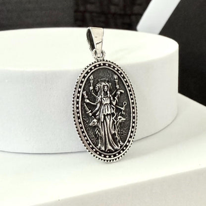 Handcrafted 925 Sterling Silver Triple Moon Goddess Pendant Luna Deities Crescent Moon Goddess Wiccan Pendant/Necklace Jewelry Gift by VINTZ