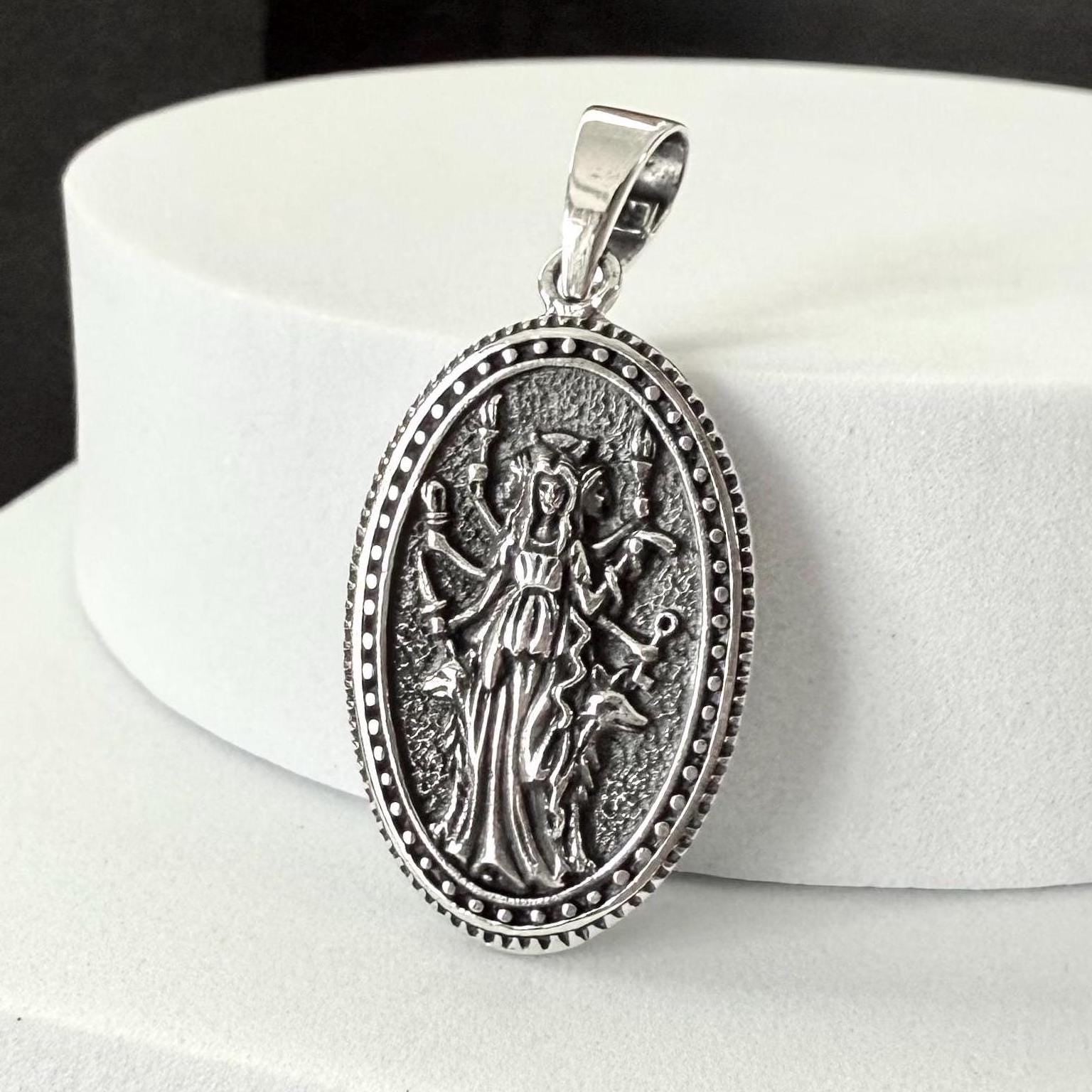 Handcrafted 925 Sterling Silver Triple Moon Goddess Pendant Luna Deities Crescent Moon Goddess Wiccan Pendant/Necklace Jewelry Gift by VINTZ