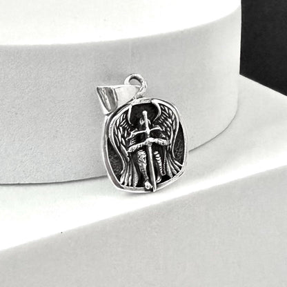 Handcrafted 925 Sterling Silver Archangel Pendant Saint Michael Christian Guardian ArchAngelo Amulet Pendant/Necklace Jewelry Gift by VINTZ