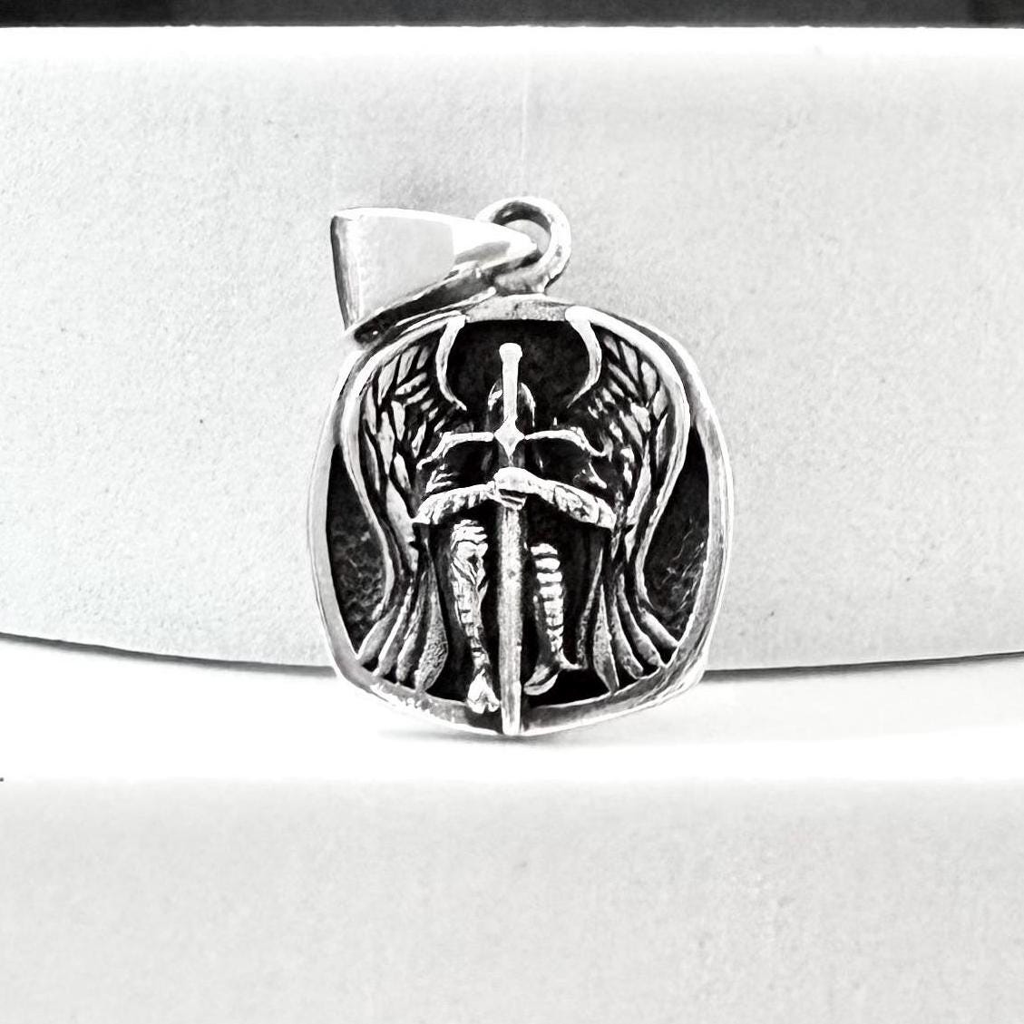 Handcrafted 925 Sterling Silver Archangel Pendant Saint Michael Christian Guardian ArchAngelo Amulet Pendant/Necklace Jewelry Gift by VINTZ