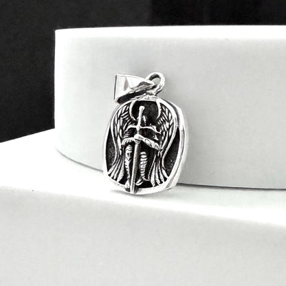 Handcrafted 925 Sterling Silver Archangel Pendant Saint Michael Christian Guardian ArchAngelo Amulet Pendant/Necklace Jewelry Gift by VINTZ
