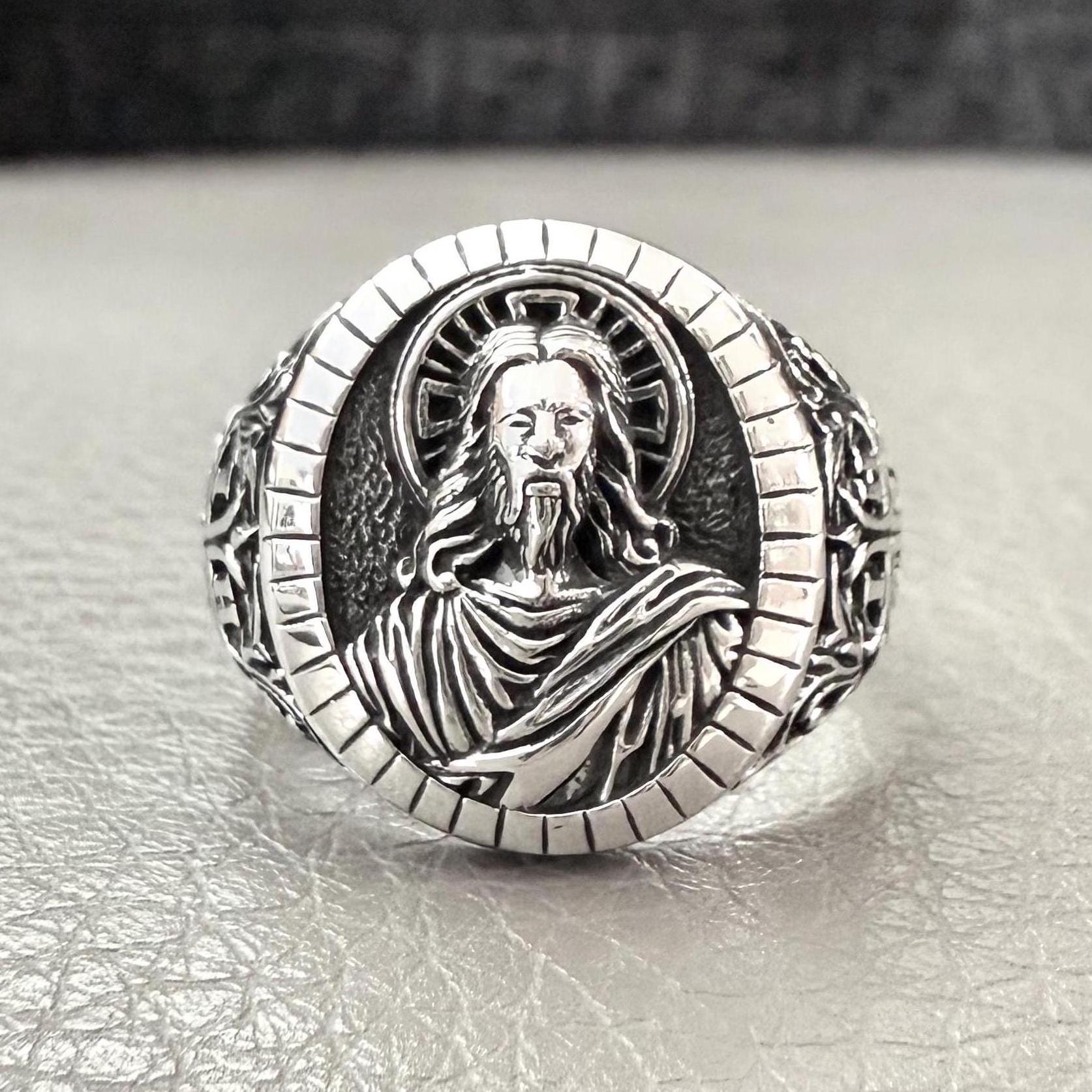 Handcrafted 925 Sterling Silver Jesus Christ Ring YHWH Yahweh Hebrew Jewish Christian God Ring Silver Jewelry Accessories Gift by VINTZ