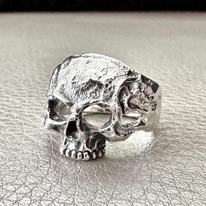 Handcrafted 925 Sterling Silver Skull Ring Gothic Pirate Punk Skull Biker Skeleton Ring Silver Jewelry Fashion Accessories Gift by VINTZ