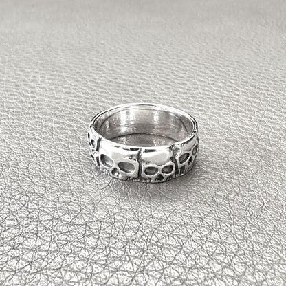 Handcrafted 925 Sterling Silver Skull Ring Punk Gothic Pirate Skull Biker Skeleton Ring Silver Fashion Jewelry Accessories Gift by VINTZ