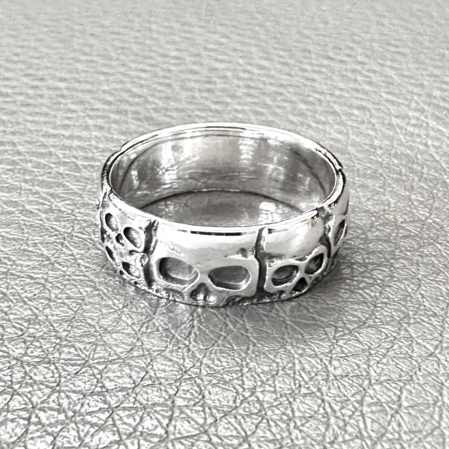 Handcrafted 925 Sterling Silver Skull Ring Punk Gothic Pirate Skull Biker Skeleton Ring Silver Fashion Jewelry Accessories Gift by VINTZ