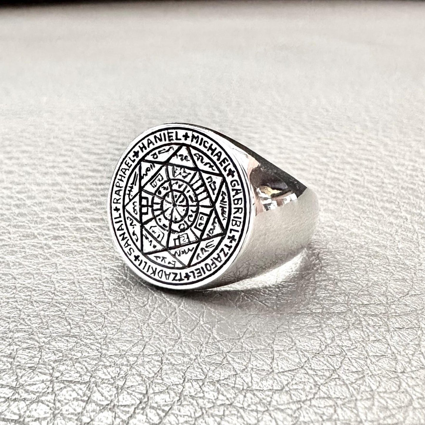 Handcrafted 925 Sterling Silver Key of Solomon Ring Hebrew Jewish Magen Judaism Seal Star Ring Silver Jewelry Accessories Gift by VINTZ