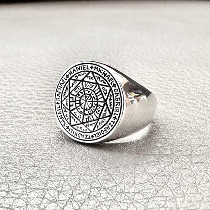 Handcrafted 925 Sterling Silver Key of Solomon Ring Hebrew Jewish Magen Judaism Seal Star Ring Silver Jewelry Accessories Gift by VINTZ
