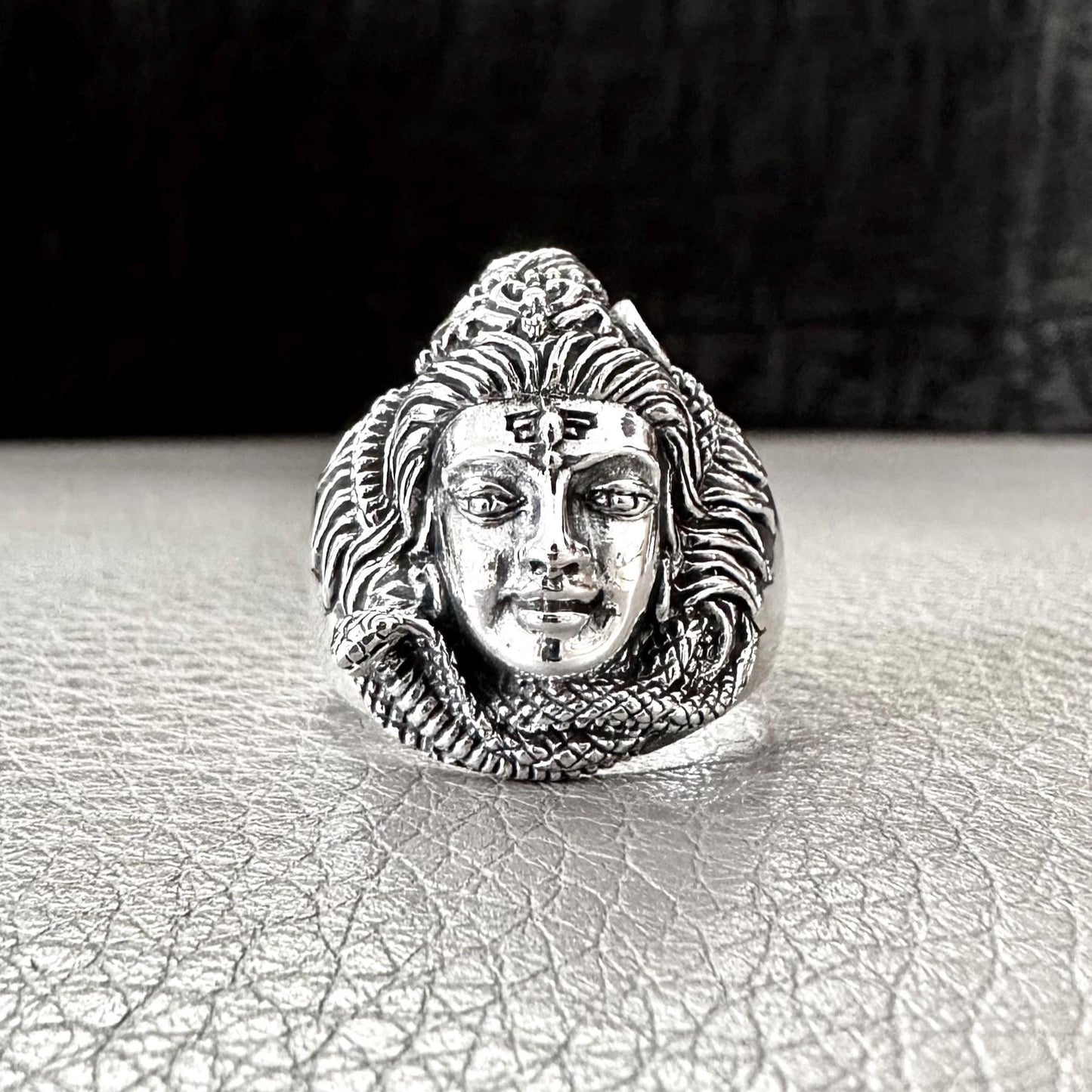 Handcrafted 925 Sterling Silver Shiva Ring Hinduism God Trimurti Mahadeva Shaivism Hindi Deity Ring Silver Jewelry Accessories Gift by VINTZ