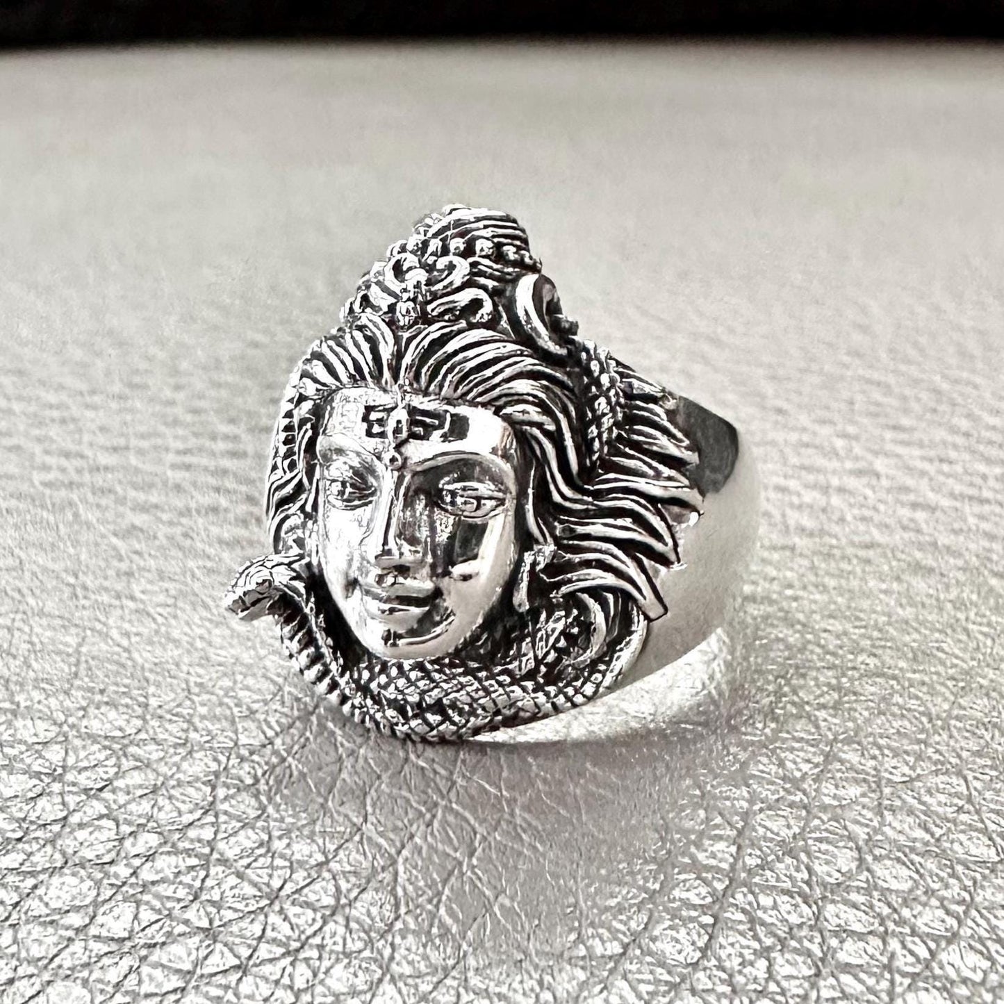 Handcrafted 925 Sterling Silver Shiva Ring Hinduism God Trimurti Mahadeva Shaivism Hindi Deity Ring Silver Jewelry Accessories Gift by VINTZ