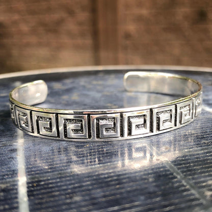 Greek Key Meander Infinity Square Cuff Bracelet
