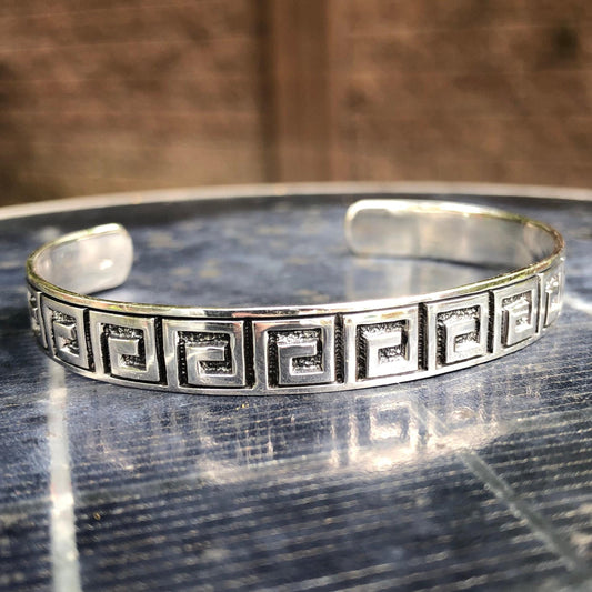 Greek Key Meander Infinity Square Cuff Bracelet