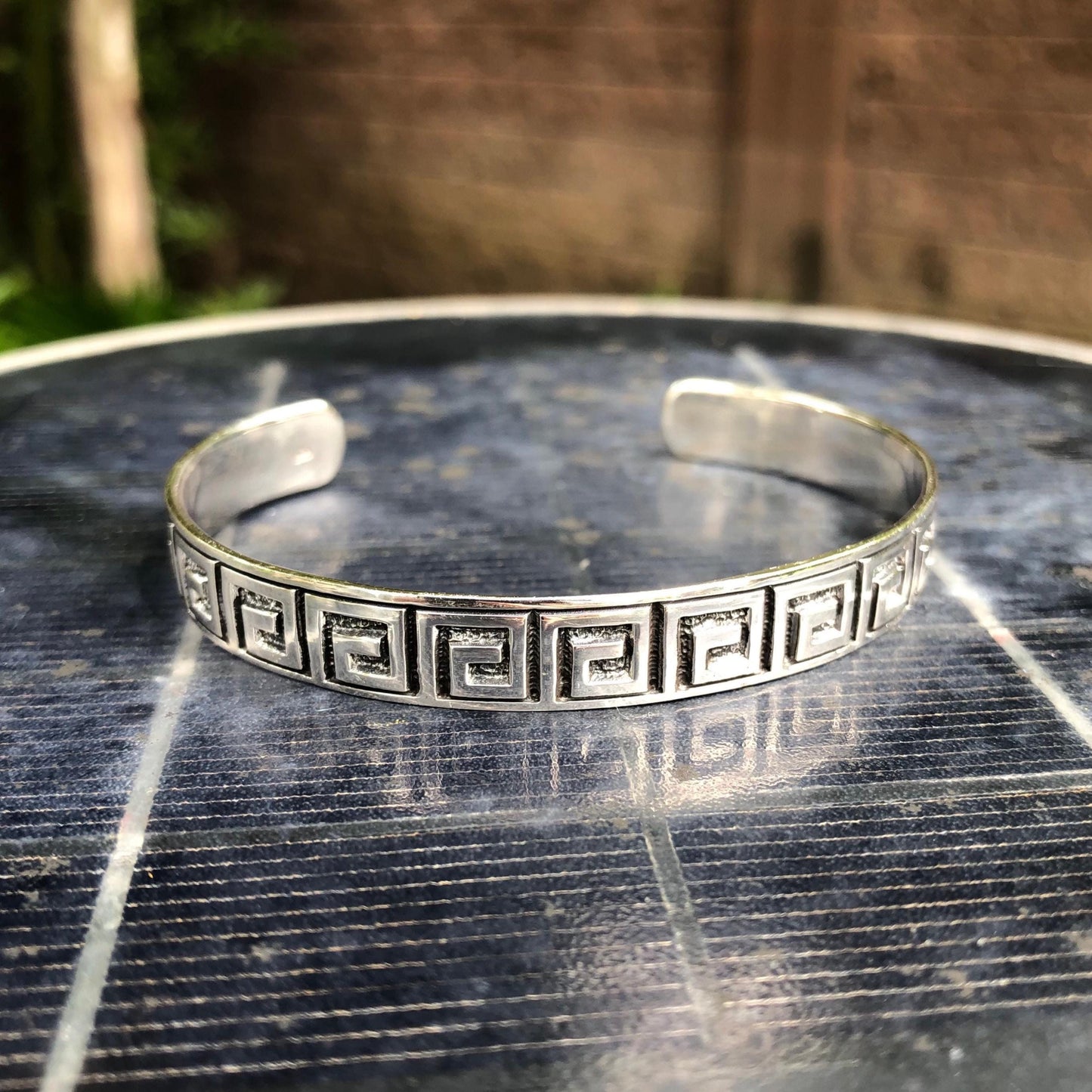 Greek Key Meander Infinity Square Cuff Bracelet