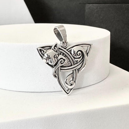 Cat Triquetra Viking Celtic Knot Pendant/Necklace