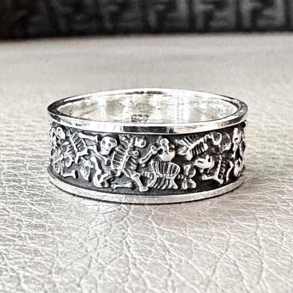 Punk Gothic Pirate Skull Bones Biker Skeleton Ring