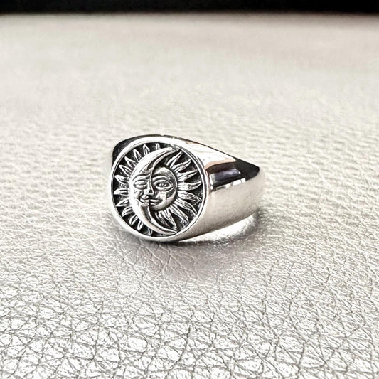 Crescent Moon and Sun Ring
