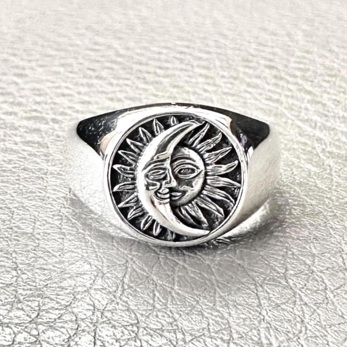 Crescent Moon and Sun Ring