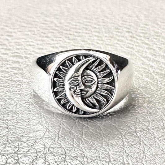 Crescent Moon and Sun Ring