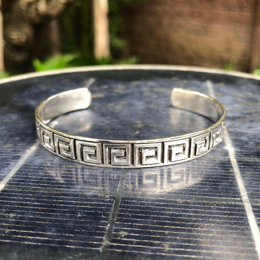 Greek Key Meander Infinity Square Cuff Bracelet