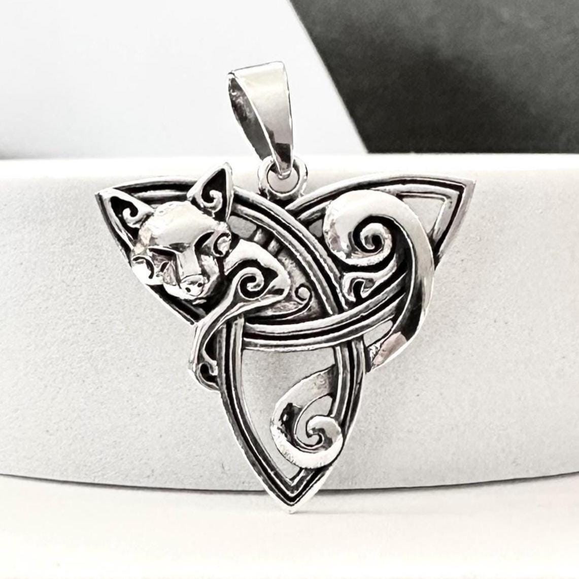 Cat Triquetra Viking Celtic Knot Pendant/Necklace