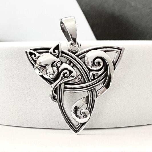 Cat Triquetra Viking Celtic Knot Pendant/Necklace