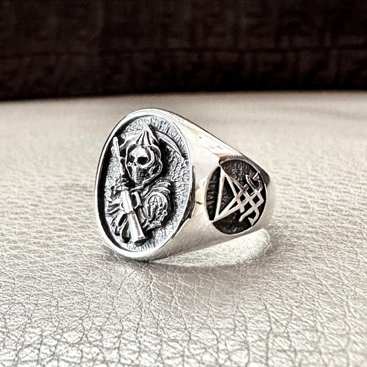 Grim Reaper God of Death Gothic Skull Ring