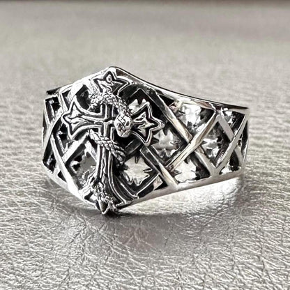 Jesus Christ Crucifix Cross Snake Serpent Ring