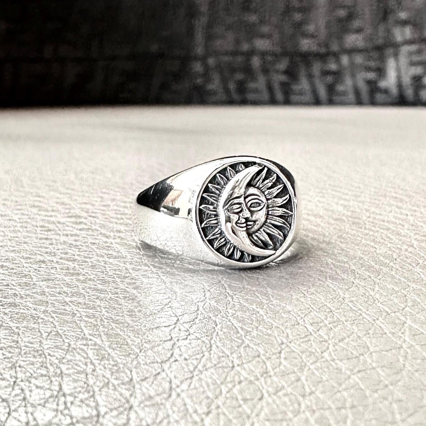 Crescent Moon and Sun Ring