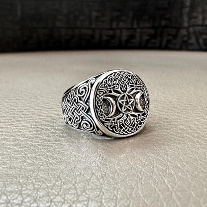 Tree of Life Viking Yggdrasil Celtic World Tree Pentagram Ring
