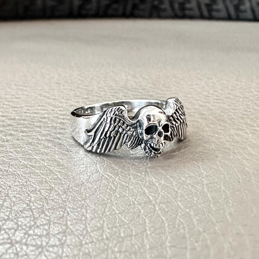 Skull Gothic Punk Angel Skull Biker Skeleton Ring