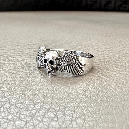 Skull Gothic Punk Angel Skull Biker Skeleton Ring